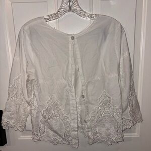 Chic White Embroidered Women's Blouse